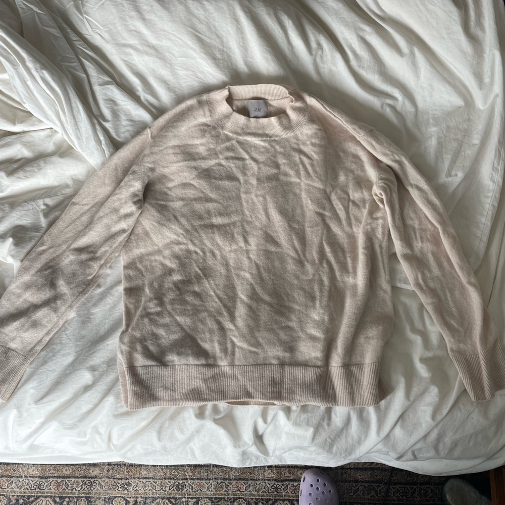 Cream Cashmere Crewneck Sweater